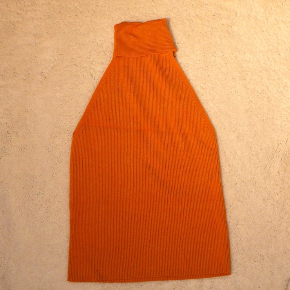 Zara Turtle Neck Tank - Orange - S
